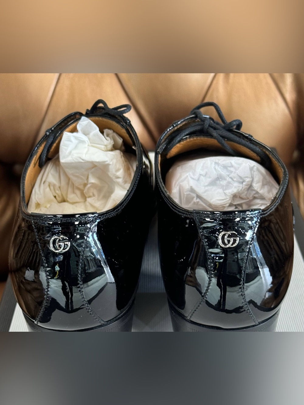 Gucci Worsh Patent Leather Derby Dress Black Made in Italy Shoes Oxfords SZ 6.00 - Picture 10 of 10